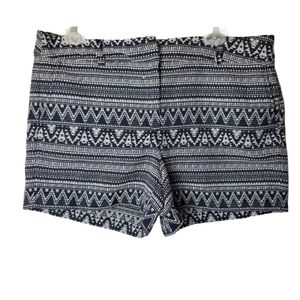 LOFT Hi-Rise Woven Blue Tribal Print Shorts